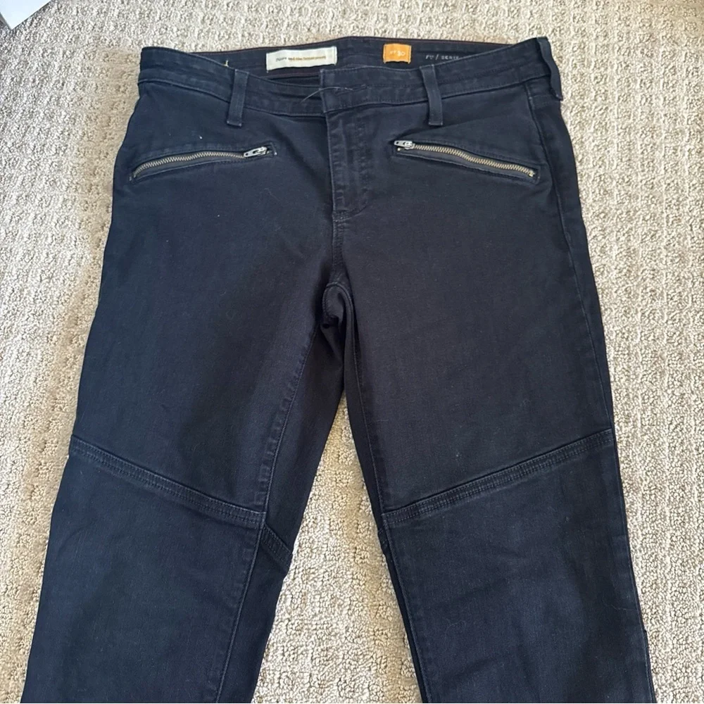 Pilcro And The Letterpress Ankle Zip Black Mid Rise Denim Jeans Sz 30 - Picture 1 of 10